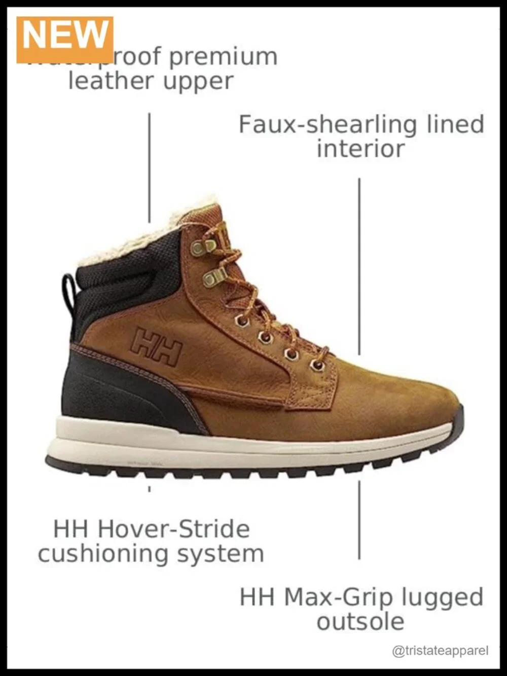 Men's Waterproof Insulated Winter Snow Boots Ankle-High Pull-On Lace-Up Leather
